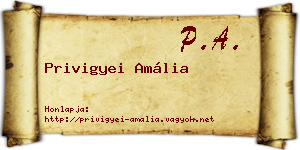 Privigyei Amália névjegykártya